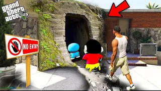 Shin Chan & Franklin & Gundu Shiva Found a New Secret Tunnel in GTA 5 in Telugu
