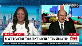 Chris Coons appears on CNN International with Rahel Solomon on April 2, 2024