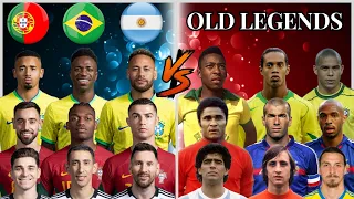 Argentina Brazil Portugal 🆚 OLD LEGENDS (Pele Maradona Cruyff Eusebio Zidane Ronaldo Ibrahimovic) 🔥💪