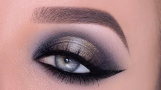 Black Smokey Cut Crease with Touch of Gold Tutorial