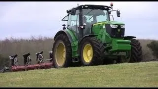 Ploughing 2012 John Deere 6R 6210R Kverneland 5 Furrow Ploughing Grass