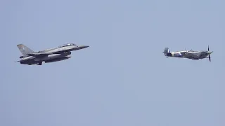 Greek Spitfire WWII with F-16 HAF - Athens 25.03.2022