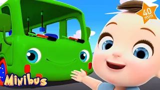 Wheels On The Bus - The Green Bus + More Nursery Rhymes & Kids Songs | Minibus
