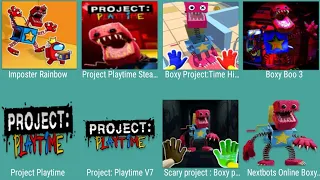 Imposter Rainbow,Project playtime Steam,Boxy Project Time,Boxy Boo 3,Project Playtime,Scary Boxy,