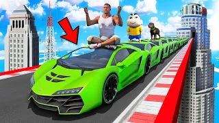 SHINCHAN AND FRANKLIN TRIED THE IMPOSSIBLE PARKOUR CHALLENGE WITH THE WORLDS LONGEST CAR IN GTA 5