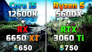 Core i5 12600K + RX 6650 XT vs Ryzen 5 5600X + RTX 3060 Ti | PC Gameplay Tested