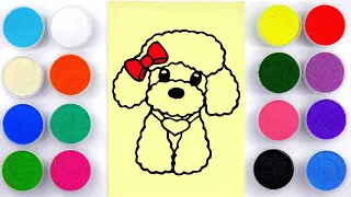 Sand coloring painting & drawing cute dog for kids