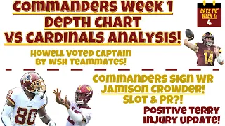 WSH Week 1 Depth Chart vs Cardinals! Howell Voted CAPTAIN By Teammates! WSH Signs WR Jamison Crowder