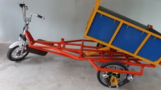 Build An Electric Cargo From Damaged Electric Bike | Built-In Reverse Function - Hydraulic Lifter