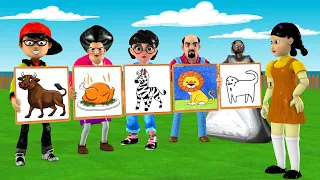 Scary Teacher 3D vs Squid Game Help Superhero Nick Draw Animals Challenge Who is The Most Beautiful