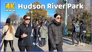 【4K】WALK in NEW YORK City NYC USA 🇺🇸 NY Hudson River Park