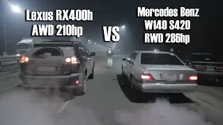 ОТМОРОЖЕННЫЕ И БЕЗУМНЫЕ ГОНЩИКИ 2019г  (LEXUS RX400H VS MB W140 S420 и НЕПОБЕДИМЫЙ CROWN ATHLETE)