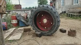 Ремонт колеса трактора Т 40. Big traktor tire repaire