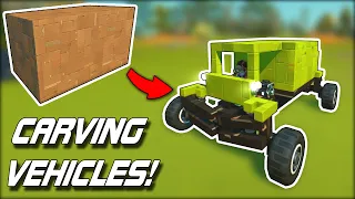 We Tried Racing Vehicles That we CARVED From Massive Blocks! (Scrap Mechanic Multiplayer)