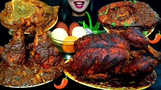 ASMR:EATING SPICY FULL CHICKEN MASALA TANDOORI,LEG CHAAP CURRY,BIG FISH,GOSHT BHUNA,MISTY#hungrygirl