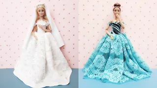 Beautiful & Easy DIY Barbie doll dresses 👗 Wedding dress 👰🏻 Party dress 👗