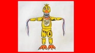 How to draw Withered Chica, five nights at freddy's, Как нарисовать Чику