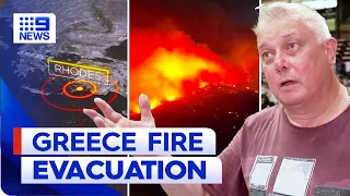 Greece wildfires force thousands to flee | 9 News Australia
