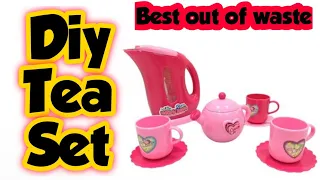 Diy Tea Set/how to make tea set from plastic bottle at home/homemade playable teapot set/teapot toy