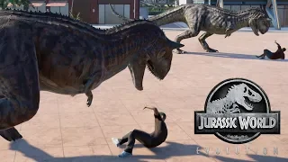 2 T-Rex & 2 Carnotaurus Breakout & Fight! Jurassic World Evolution (4K 60FPS)