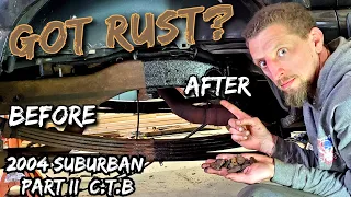 Applying Corroseal To A Rusted Suburban Frame Using A Rust Converter To Treat The Rust - It was Bad!