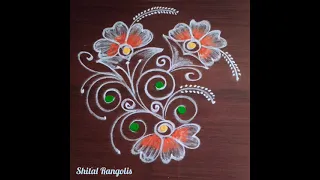 easy beautiful freehand rangoli| freehand muggulu | #shitalrangolis #muggulu #kolams #rangolidesigns