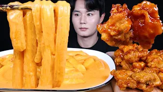 ENG SUB) ASMR SPICY TTEOKBOKKI & FRIED CHICKEN EATING SOUNDS MUKBANG 떡볶이 치킨 먹방ASMR MUKBANG