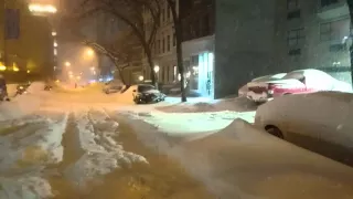 Snow Storm Blizzard 2016 New York City ( NYC) Glimpse of Manhattan Upper East Side