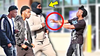 Throwing Up Fake Gang Signs In The HOOD Prank Got CRAZY!