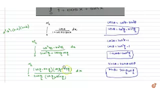 `int_0^(pi/2) cosx/(1+cosx+sinx) dx=`