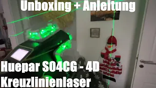 Huepar S04CG - 4D Kreuzlinienlaser (App-, BT- & Fernbedienung Steuerung)  Unboxing und Anleitung