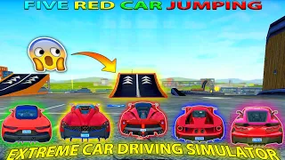 Five Red Cars Mega Jump Challenge - Mega Jump Test Super Car - Extreme car driving simulator 2022