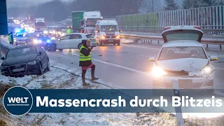 BLITZEIS-UNFÄLLE: Vereiste Fahrbahn führt zu Massencrash - tödlicher Unfall mit LKW bei Leipzig