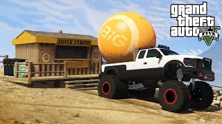 HAULING THE GIANT ORANGE BALL! 4x4 Towing Challenge & Off-Roading! (GTA 5 PC Mods)