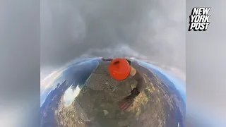 Skydiver records himself free-falling through clouds in stunning video