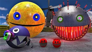 Ms. Pacman and Pacman and Robot Pacman vs. Villain Pacman in Adventure!!