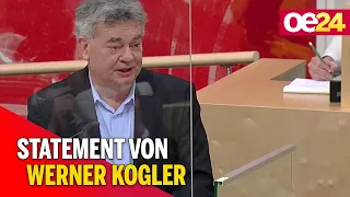 Werner Kogler bei erster Nationalratssitzung mit Kanzler Nehammer