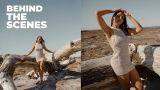 BEHIND THE SCENES driftwood beach photoshoot | NO reflector - Tamron 35mm F1.4