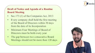 Introduction to Draft of Notice and Agenda of Board Meeting - Correspondence with Director