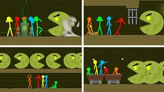 Red and Blue , Stickman Animation - Part 6-10 (Pacman)