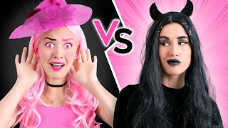 PINK FOOD vs BLACK Challenge! ONE COLOR Food Challenge Mukbang With Real Sound 4K ASMR by BRAVO!