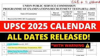 UPSC 2025 Calendar Out Now 🔥| UPSC Prelims 2025 Date, Mains Date | UPSC Calendar 2025