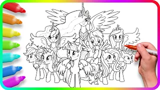 Coloring Pages MY LITTLE PONY. Easy Drawing Tutorial Art. MLP Coloring. How to color My Little Pony