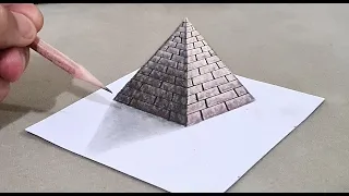 3d drawing pyramid on paper for beginners