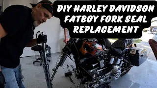 HOW TO CHANGE THE FRONT FORK SEALS HARLEY DAVIDSON FATBOY DIY. Fatboy Friday