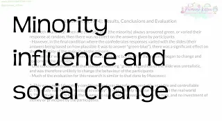 Minority influence and social change | Revision for A-Level Psychology