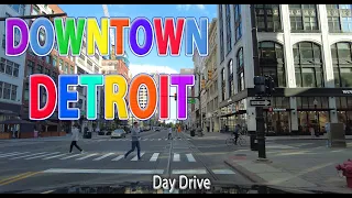 Downtown Detroit Day Drive 4k