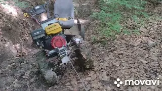 plimbare Off- road motocultor testam troliu electric și folosim frana de motor