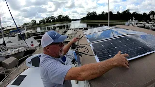 SOLAR!!! Part2 on a boat mounting the panels on my Bimini top NO holes in Canvas part 2