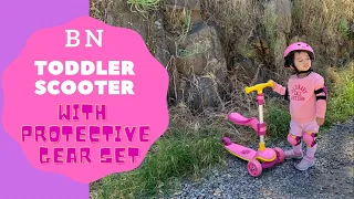 BN 3 Wheel Scooter for Kids with Protective Gear Set | Unboxing and Demo